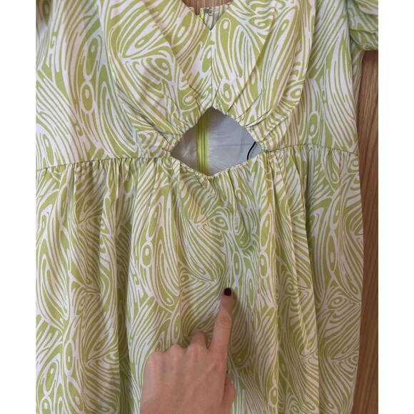 NWOT Cinq à Sept Tevah Poplin Keyhole Midi Dress White & Lima Bean Green Size 4 - Picture 5 of 8